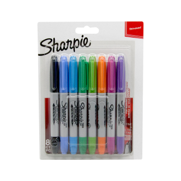 Boîte de 8 marqueurs assortis Sharpie Twintip à pointe fine et ultra-fine