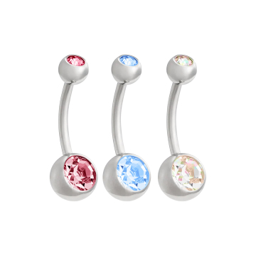 Anneau de nombril en titane orné de double bijoux Tilum