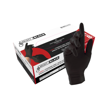 Boite de 100 gants Unigloves Select latex sans poudre - Noir