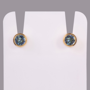 Boucles d'oreilles standard Studex pour piercing plaquées or - Mars/Aquamarine