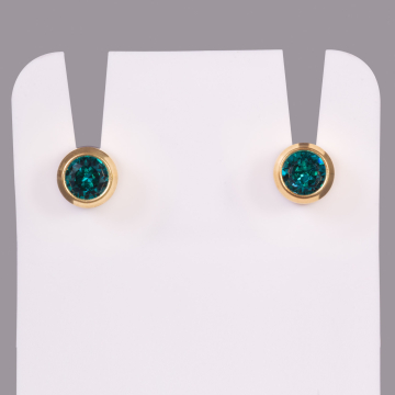 Boucles d'oreilles standard Studex pour piercing plaquées or - Decembre/Zircon bleu