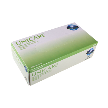 Boite de 100 gants Unicare (latex non poudrés) - Crème