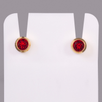 Boucles d'oreilles standard Studex pour piercing plaquées or - Juillet/Rubis