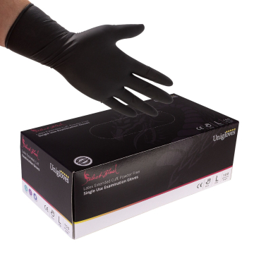 Boite de 100 gants Unigloves manches longues latex - Noir