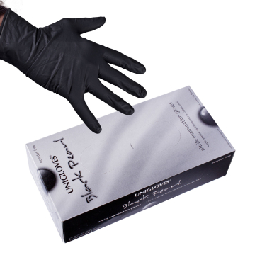 Boite de 100 gants Unigloves Black Pearl nitrile - Noir