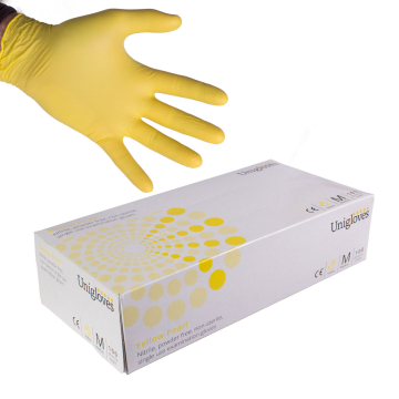 Boite de 100 gants Unigloves Yellow Pearl nitrile - Jaune
