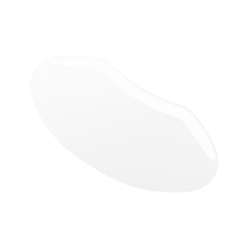 Un objet blanc translucide, de forme irrégulière et aux bords lisses - l'un des 25 protège-cils pour la douche Killer Beauty, présenté sur fond blanc uni.