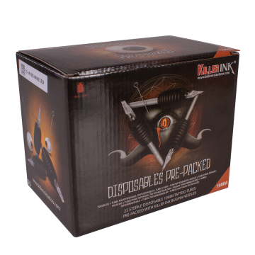 Boite Mixte de 25 Sets Jetables Killer Ink Tube/Manchon 19mm + Aiguilles Precision (0,35mm)