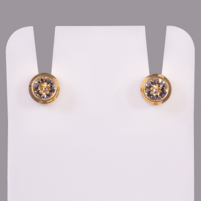 Boucles d'oreilles standard Studex pour piercing plaquées or - Avril/Cristal