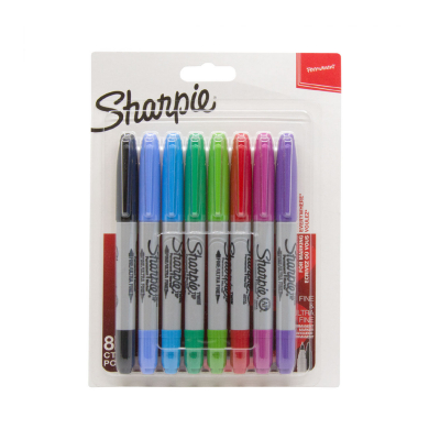 Boîte de 8 marqueurs assortis Sharpie Twintip à pointe fine et ultra-fine