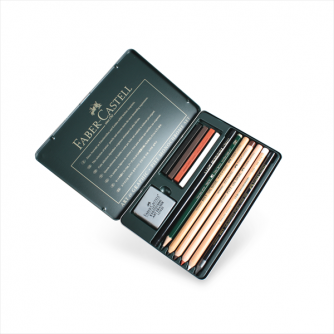 Faber-Castell - Boite Métallique Monochrome Pitt (12 Pièces)