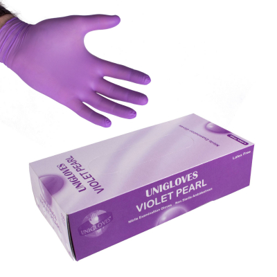 Boite de 100 gants Unigloves Violet Pearl (nitrile) - Violet