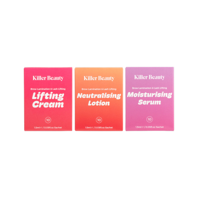 Killer Beauty - Vegan Lash lift et lamination des sourcils - Sachets de 1,5 ml Étapes 1 à 3 (30 sachets)