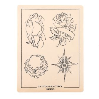 Peau d'Entrainement pour Tatouage - Motifs Fleurs et Astres (14,5 x 19,5cm)