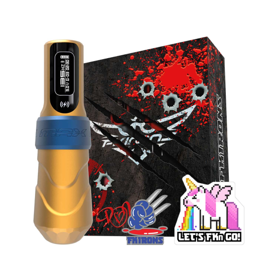 FK Irons Flux Max avec 2x PowerBolt II - Frappe de 4,0 mm - Logan (Jaune / Bleu Mat)