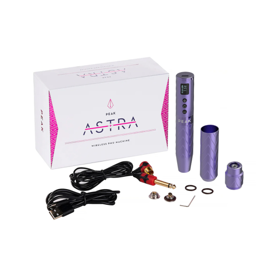 Peak Astra - Machine à tatouer de type stylo sans fil pour maquillage permanent avec deux batteries - Violette