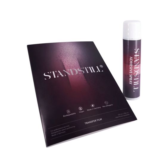 Boîte de 25 films de transfert StandStill et spray adhésif pour stencil