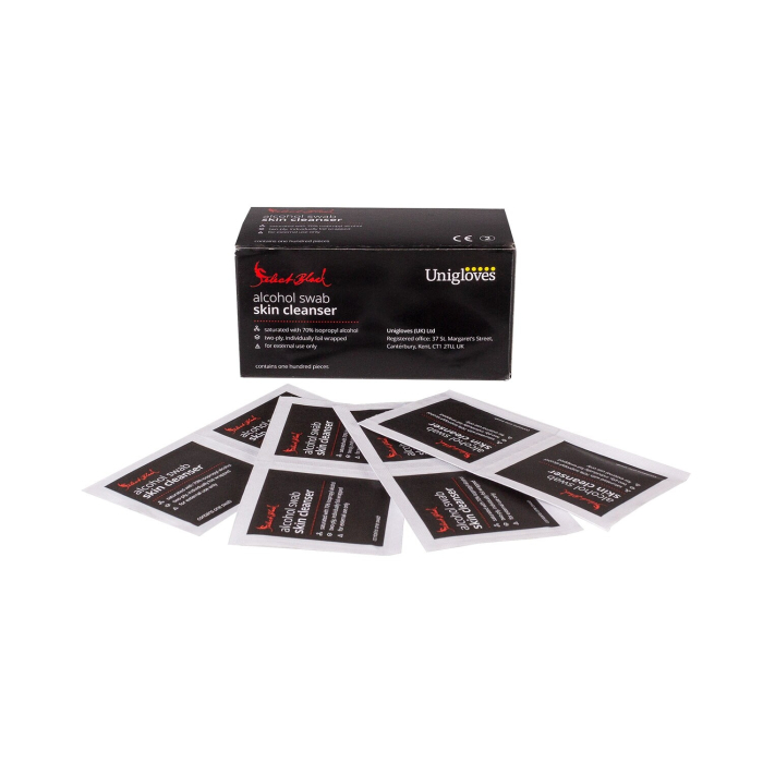 Box of 100 Unigloves 70 percent IPA alcohol swab skin cleanser sachets