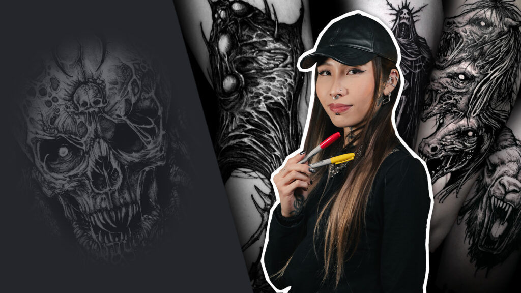 Comment réaliser un blackwork en tatouage freehand avec Chapta